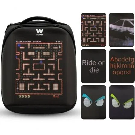 Woxter T3HD Mochila con Pantalla LED Matriz de Puntos 64x64 Programable Impermeable 15L Negra AC26-010